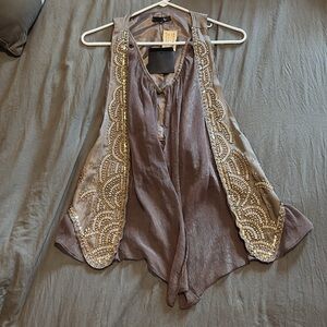 Ryu Sheer Bronze Gray Sleeveless Blouse